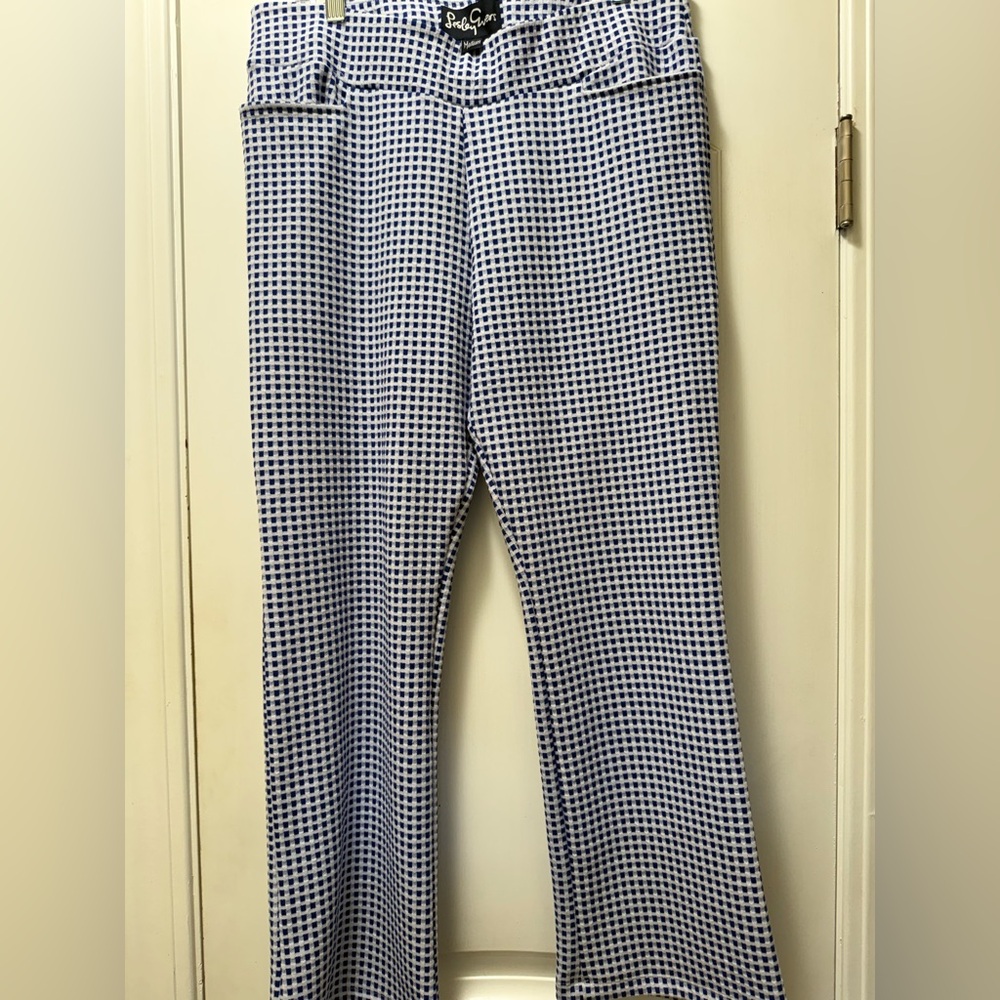 Lesley Evers Blue Jacquard Pants Size M - Picture 4 of 10